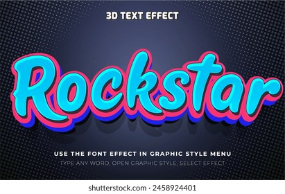 Estilo de efecto de texto editable de Rockstar 3d