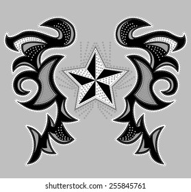 Rockstar Abstract design, t-shirt - jacket design with stitches and rivets - vector illustration.