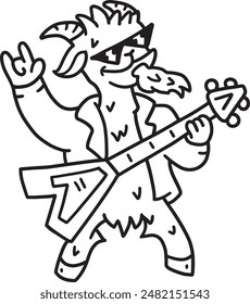 Rockstar Cartoon Goat for coloring book