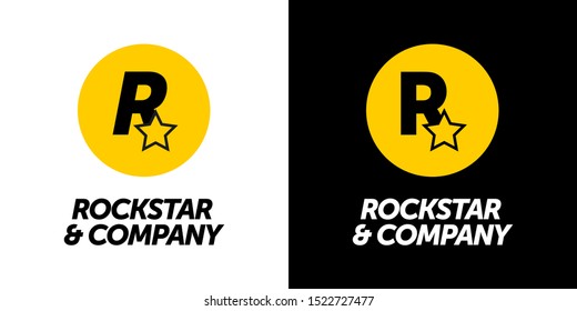 ROCKSTAR AND COMPANY community logo design. for your businness, print and logotype. vector icon letter r