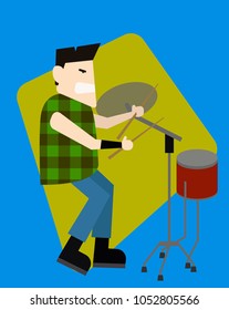 Rockstar drummer is playing the drum machine
