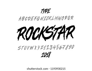 Rockstar Font. Brush Type Face. Vector Typography Illustration. Alphabet Design For Logo, Lettering And Prints.