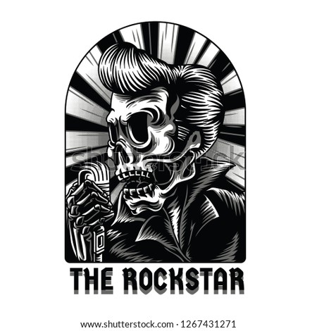 The Rockstar - Grayscale Version Illustration