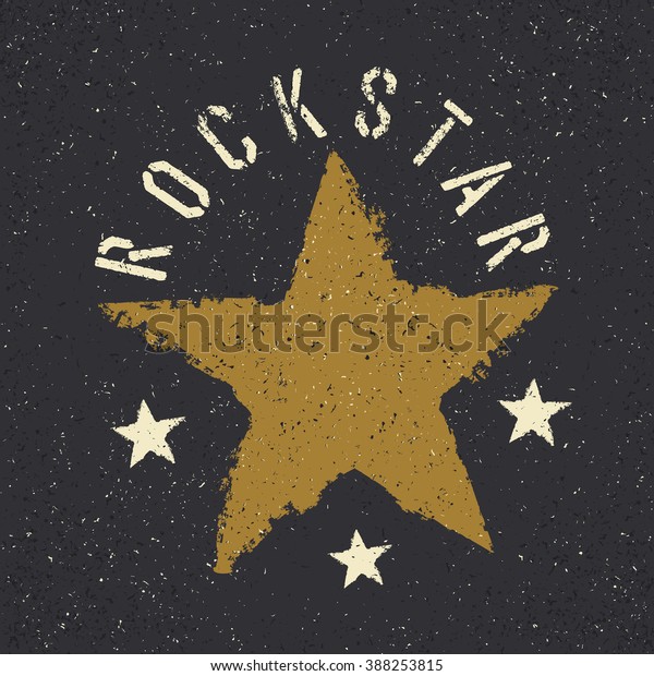 Rockstar Grunge Star Lettering Tee Print Stock Vector (Royalty Free ...