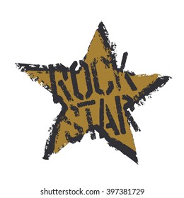 Rockstar. Grunge Symbol Design. Einzeln auf Weiß