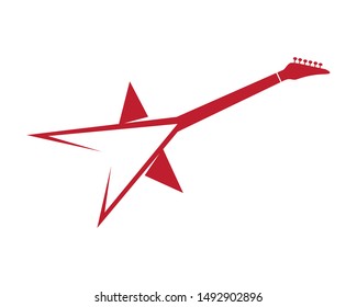 Rockstar Guitar Flat Vector Illustration