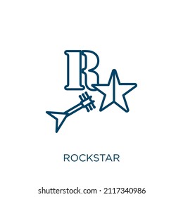 Rockstar Icon. Thin Linear Rockstar Outline Icon Isolated On White Background. Line Vector Rockstar Sign, Symbol For Web And Mobile