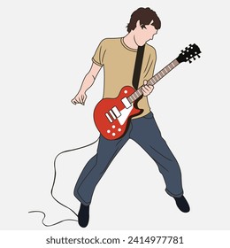 Rockstar line art illustration design