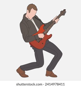 Rockstar line art illustration design