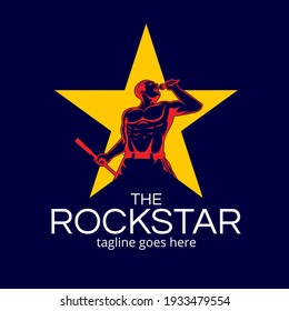 Rockstar man  symbol vector illustration. the Vocalist singing out loud