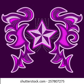 Rockstar modern design, t-shirt - jacket design with stitches and rivets - vector illustration.