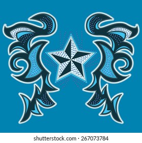 Rockstar modern design, t-shirt - jacket design with stitches and rivets - vector illustration.