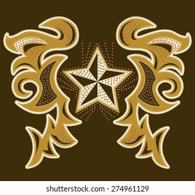 Rockstar modern design, t-shirt - jacket design with stitches and rivets - vector illustration.