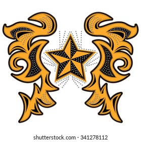 Rockstar modern design, t-shirt - jacket design with stitches and rivets - vector illustration.
