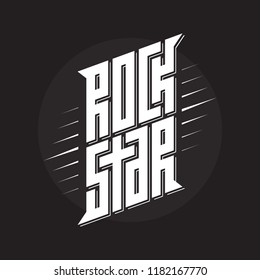 Rockstar - music poster or band label. Rock Star - t-shirt design. T-shirt apparels cool print.