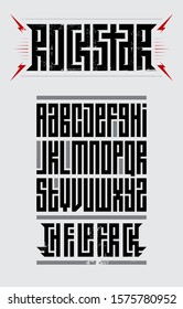 Rockstar - Original Font. Suitable For T-shirt Prints, Headlines, Poster Designs. Full Set Of Letters. Vector Illustration.