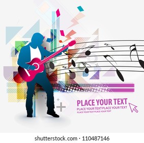 Rockstar playing on guitar, vector