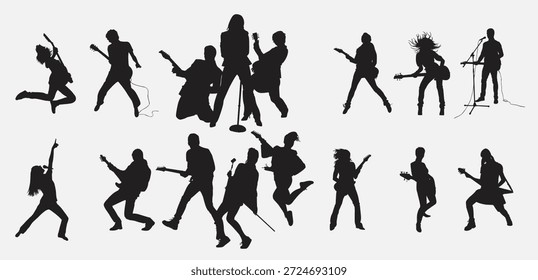 Conjunto de silueta Rockstar Ilustración vectorial