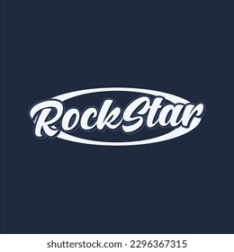 rockstar text design typography with oval shape for t-shirt, poster, typography or your brand. vector