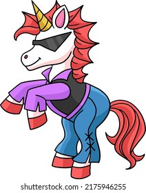 Rockstar Unicorn Cartoon Colored Clipart 