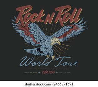  Rockstar vector artwork. Rebel eagle graphic illustration. Music poster.