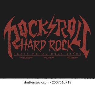 Rockstar word t shirt design. Hard rock lettering logo.  Vintage music poster design. Rock and roll world tour artwork.