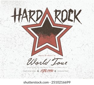 Rockstar word t shirt design. Vintage music poster design. Rock and roll world tour artwork. Hard rock lettering logo.