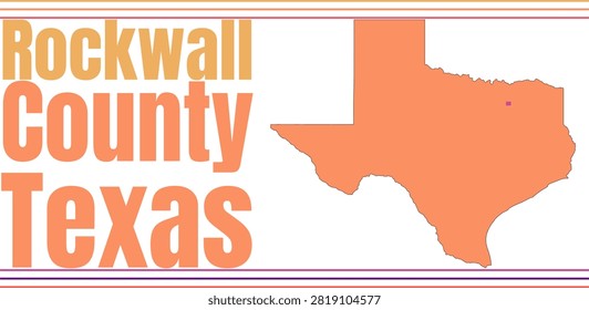 Rockwall County Texas Highlighted on State Map