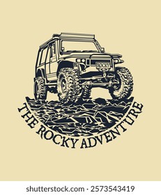 Rocky adventure 4x4 vehicle vector art illustration,
great for t-shirts and posters