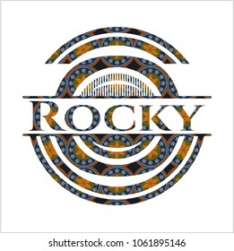Rocky arabic emblem. Arabesque decoration.