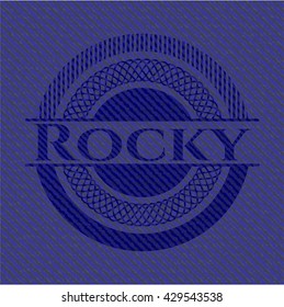 Rocky badge with denim texture