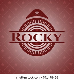Rocky badge with red background