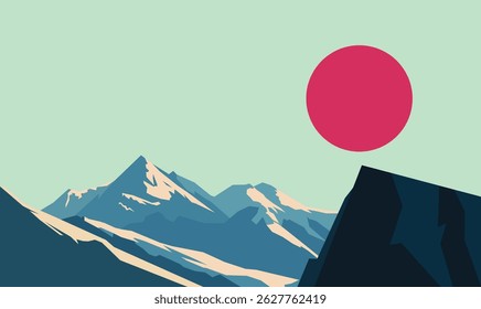 Rocky Cliff Mountain Top Nature Landscape Adventure with Sun in Bright Sky