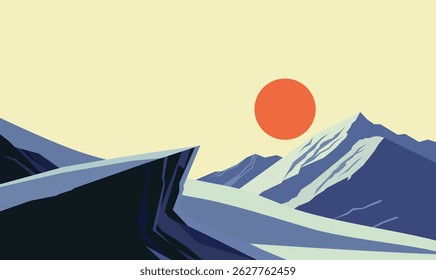 Rocky Cliff Mountain Top Nature Landscape Adventure with Sun at Sunset Sunrise Sky