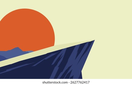 Rocky Cliff Top Nature Landscape Adventure with Sun at Sunset Sunrise Sky