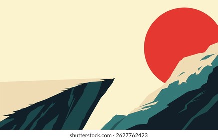 Rocky Cliff Top Nature Landscape Adventure with Sun at Sunset Sunrise Sky