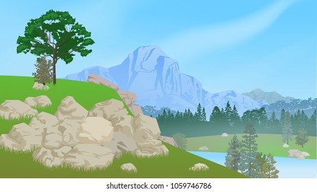 Rocky cliff. Vector illustration.