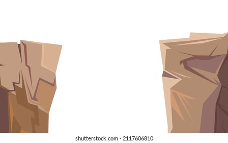 Rocky cliffs. Peaks of rocky mountains. Stone landscape. Isolated on white background. Illustration vector.