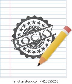 Rocky emblem with pencil effect