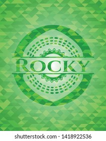 Rocky green emblem with mosaic background. Vector Illustration. Detailed.