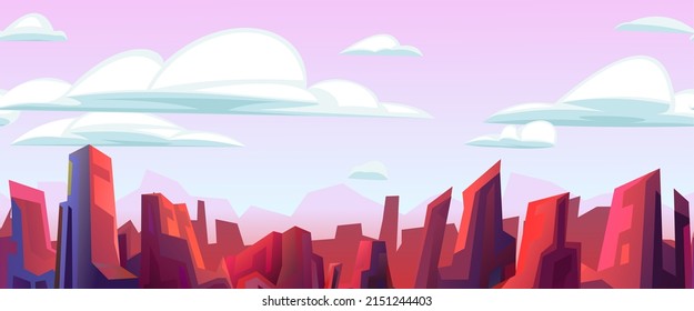 Rocky landscape. Seamless illustration. Beautiful stone scenery. Cartoon flat style design. Vector.