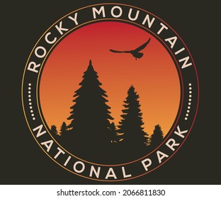 Rocky mountain adventure retro graphic print design.