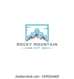 Rocky mountain city logo design vector