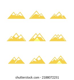 Rocky mountain climbing and adventure travel icon set