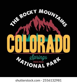 The Rocky Mountain Colorado National Park typographic for the T-shirt graphic.