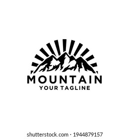 Rocky Mountain, Creek River Mount Peak Hill Nature Landscape view logo design