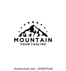 Rocky Mountain, Creek River Mount Peak Hill Nature Landscape view logo design