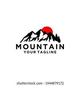 Rocky Mountain, Creek River Mount Peak Hill Nature Landscape view logo design