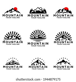 Rocky Mountain, Creek River Mount Peak Hill Nature Landscape view logo design