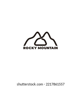 rocky mountain doodle line simple logo  vector 